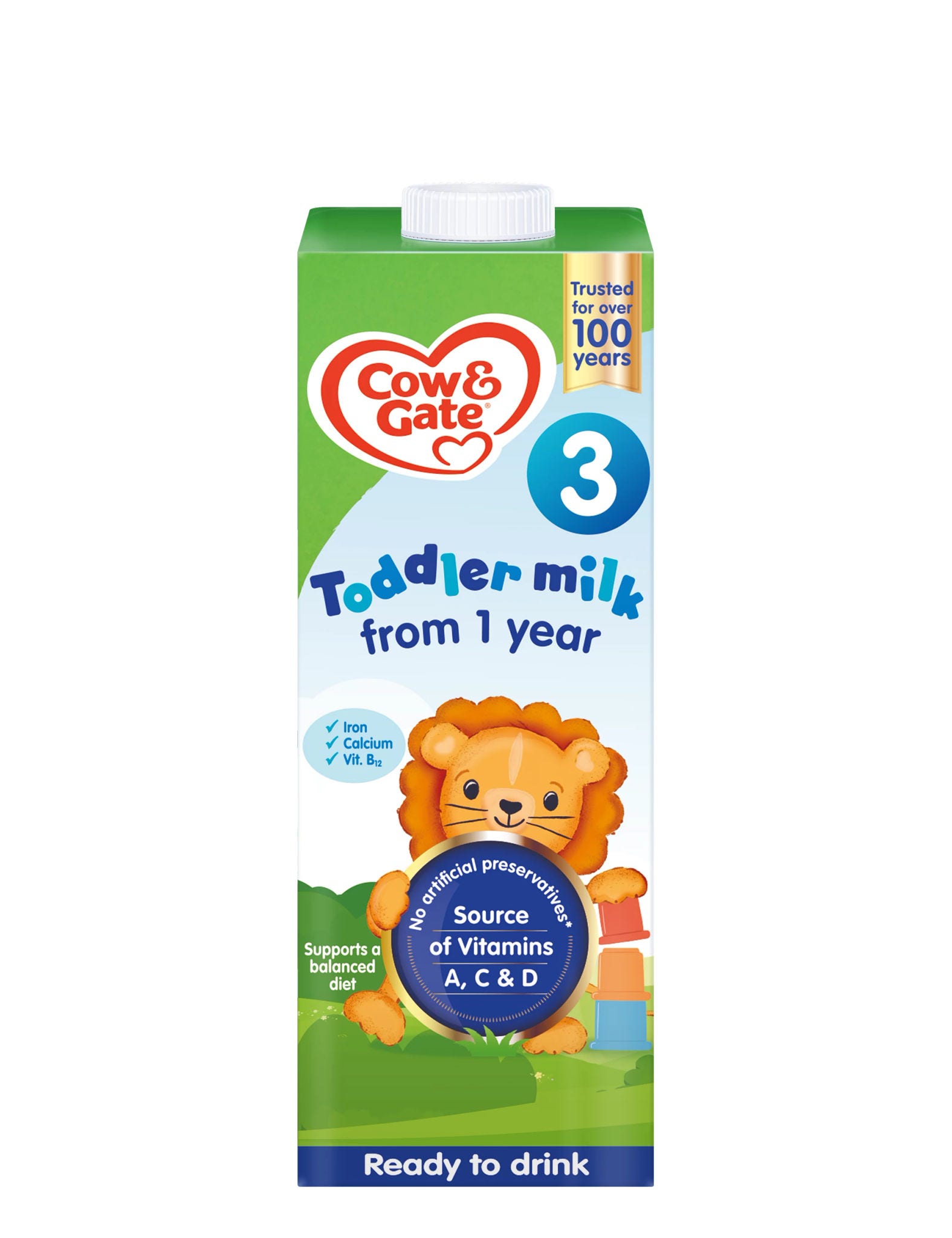 Cow & Gate Toddler Milk from 1 year, Ready to Drink 1L